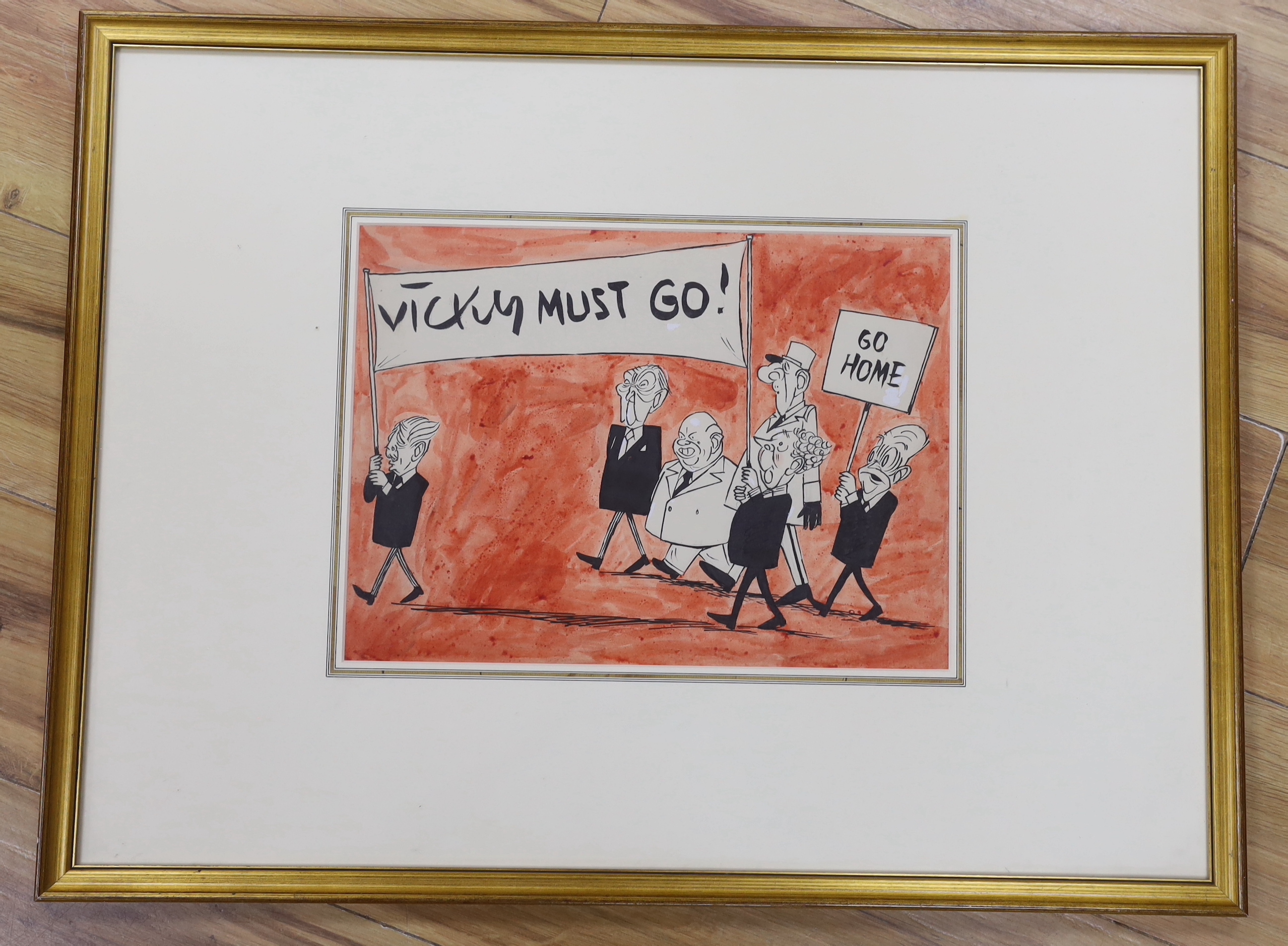 Vicky (Victor Weisz) (1913-1966), pen and coloured inks, 'Vicky must go', Chris Beetles label verso, 27 x 37cm